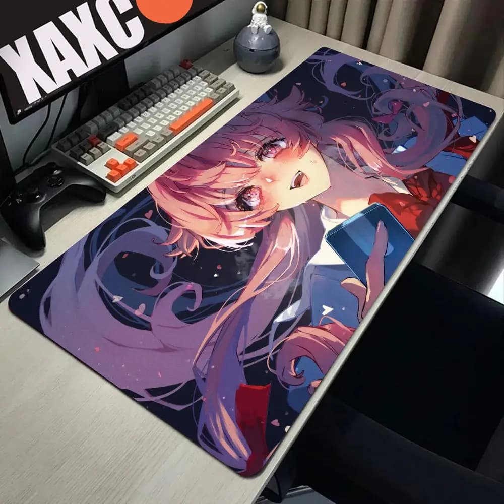 Tappetino per mouse grande con ragazza anime Yandere, tappetino da scrivania antiscivolo in gomma per ufficio, laptop, PC, tappetino esteso per tastiera