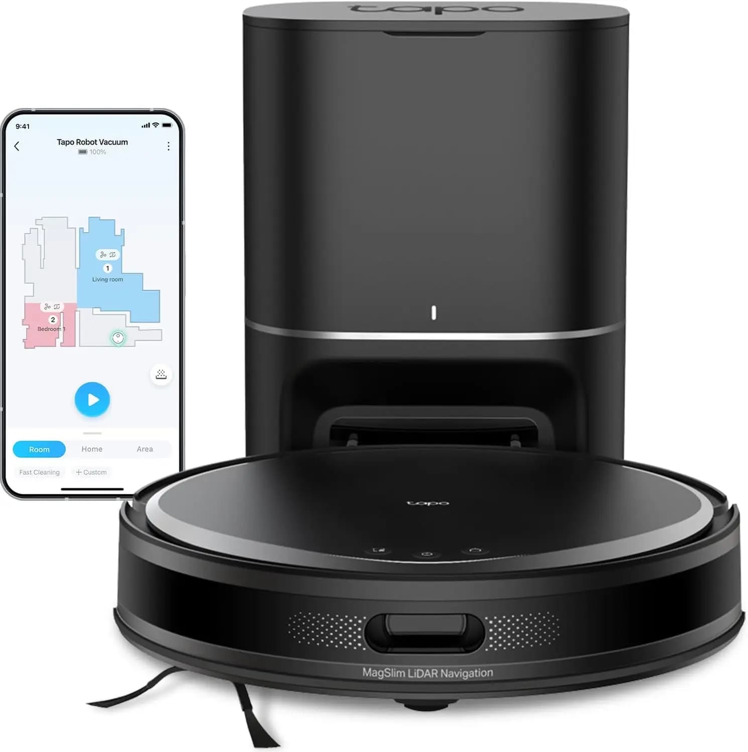 Robot Aspirapolvere e Lavapavimenti LiDAR Ultra-Sottile con Base di Svuotamento Automatico, Aspirazione 5300Pa, Compatibile con Alexa e Google Home