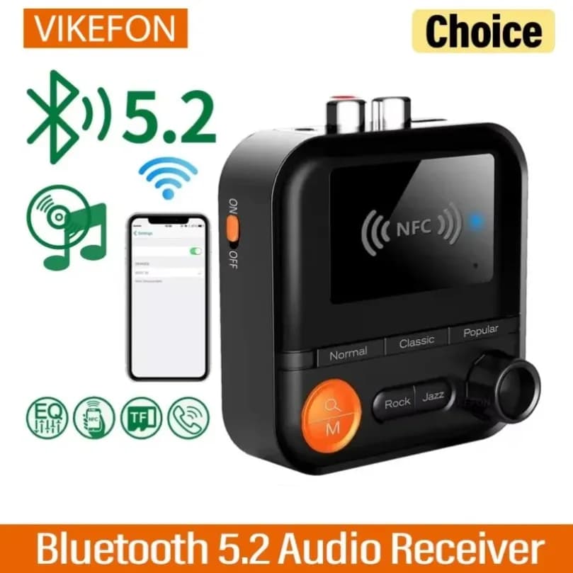 VIKEFON Nuovo adattatore wireless Bluetooth 5.2 2 in 1 Ricevitore audio 5 modalità EQ Jack AUX RCA da 3,5 mm Stereo per TV PC Kit auto Altoparlante