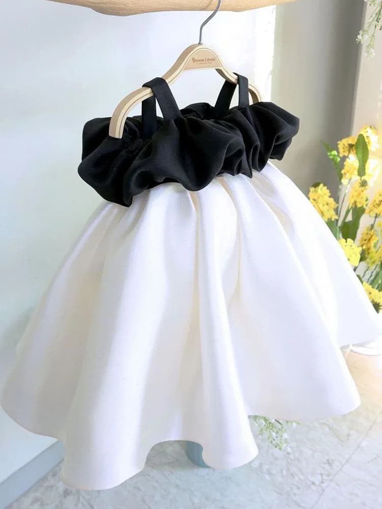HETISO Abiti da festa per ragazze Primo compleanno Abito da ballo principessa per bambini per banchetto di nozze Costume di Capodanno bianco nero 1-12 anni