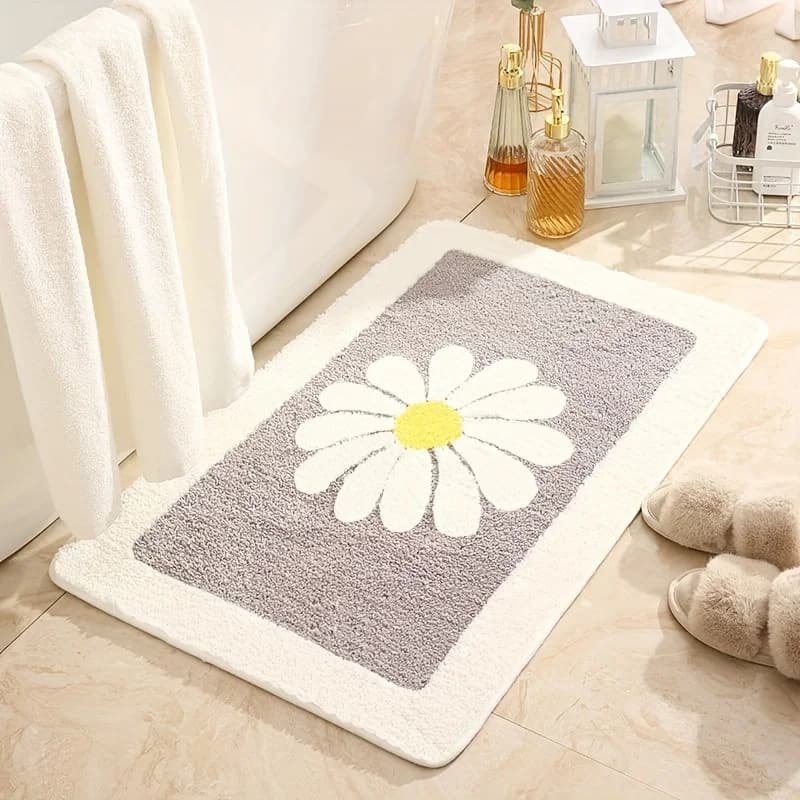 Tappetino da bagno IKAMA Daisy, tappeto antiscivolo in peluche che assorbe l'acqua, perfetto per un arredamento accogliente del bagno, tappetino per camera da letto, decorazione per la casa
