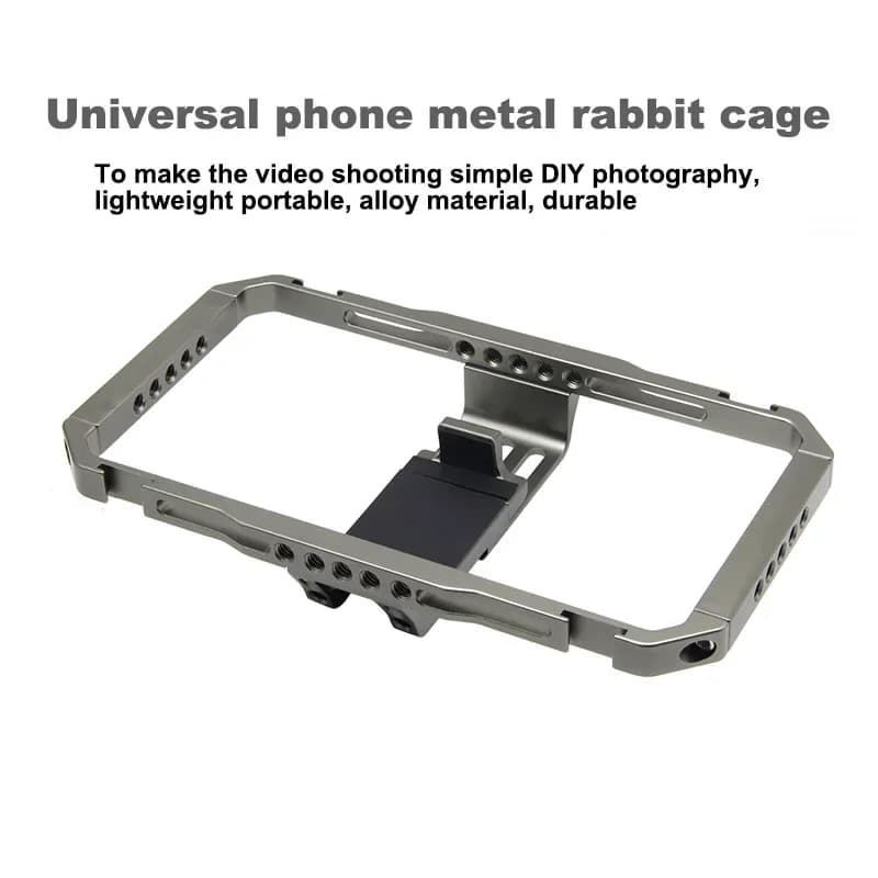 M-REMOTE-Smartphone Video Rig with 2 shoe holders, metal case for filming, portable phone video stabiliser handle, Stan tripod support