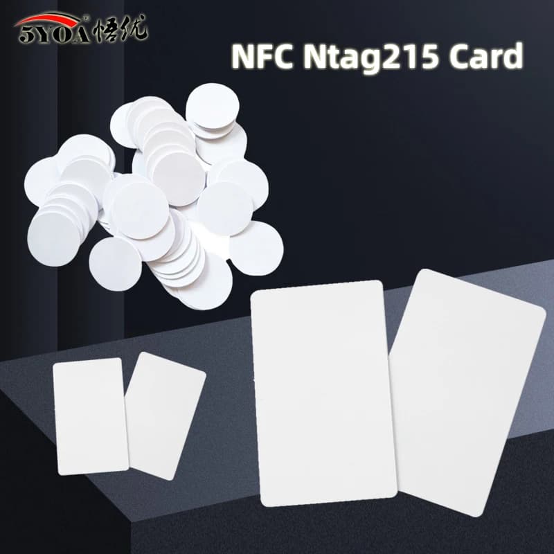 5YOA 10/50/100 pz NFC Ntag215 Carta 13.56 MHz 215 RFID Mini Carte Ultraleggere PVC NFC215 TagMo Impermeabile NFC Telefono 504 byte