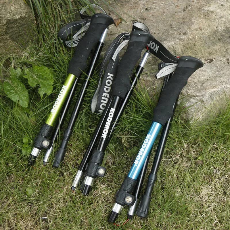 Bastone da Trekking Pieghevole Leggero e Portatile, Regolabile per Escursionismo, Campeggio, Viaggi all'Aperto, Accessori per Escursioni