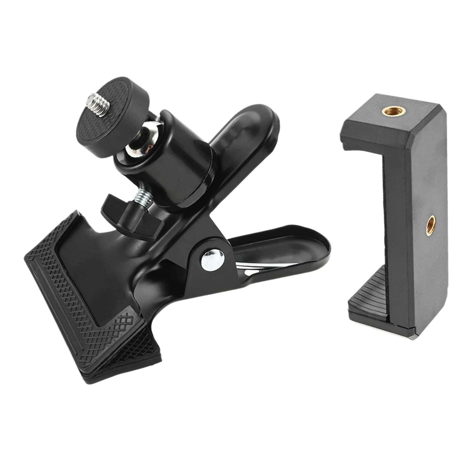 Supporto per telefono per chitarra nero da 1 pezzo 360 ° Supporto per telefono con testa a sfera regolabile Accessori per chitarra elettrica/basso/ukulele/guitarra
