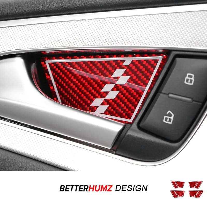 For Audi A6 C7 A7 4G8 2012-2018 Carbon Fiber Car Interior Door Pull Handle Bowl Panel Trim Protecor Sticker Tuning Accessories