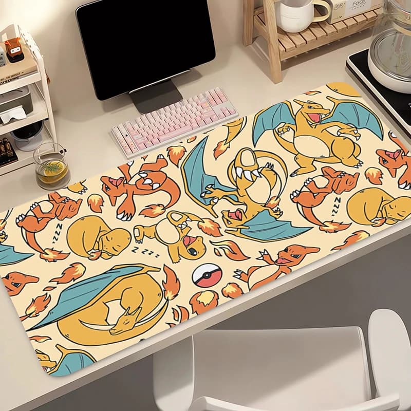 Tappetino per mouse Anime 90x40cm Pokemon Charizard Gamer Computer HD Print Tappetino da scrivania Tastiera Accessori da gioco Tappetino per mouse con bordo bloccato