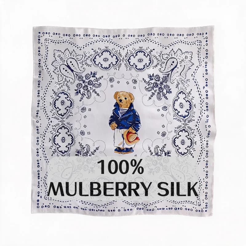 100% Mulberry Silk Scarf for Women Retro Paisley Satin Square Scarf Versatile Neck Headband Bag Tie Neckerchief for Office Wear