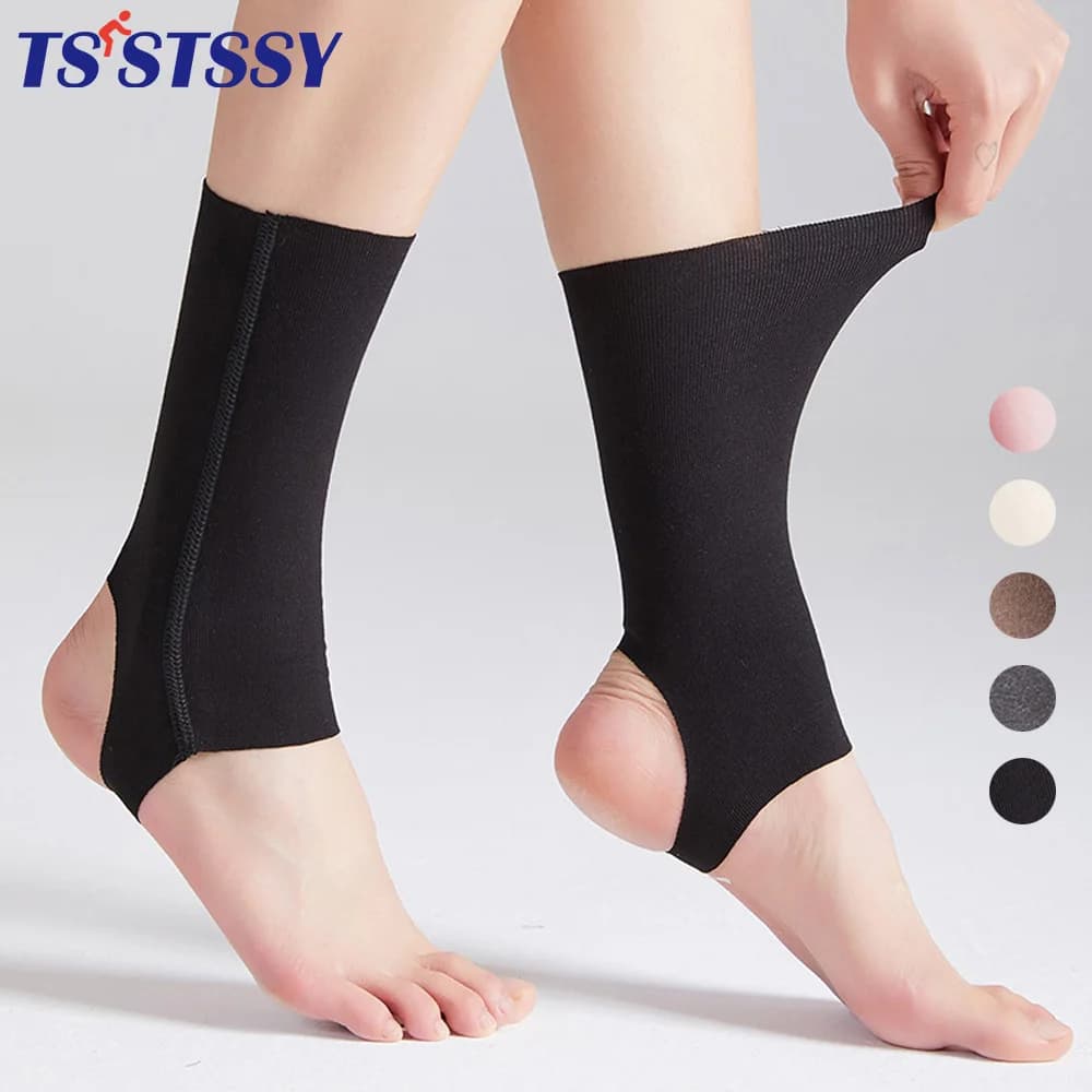 1 paio di maniche alla caviglia con tacco aperto, maniche di supporto per caviglia leggere elastiche, traspiranti, per avvolgere la caviglia, supporto articolare per donna, uomo, sport, corsa