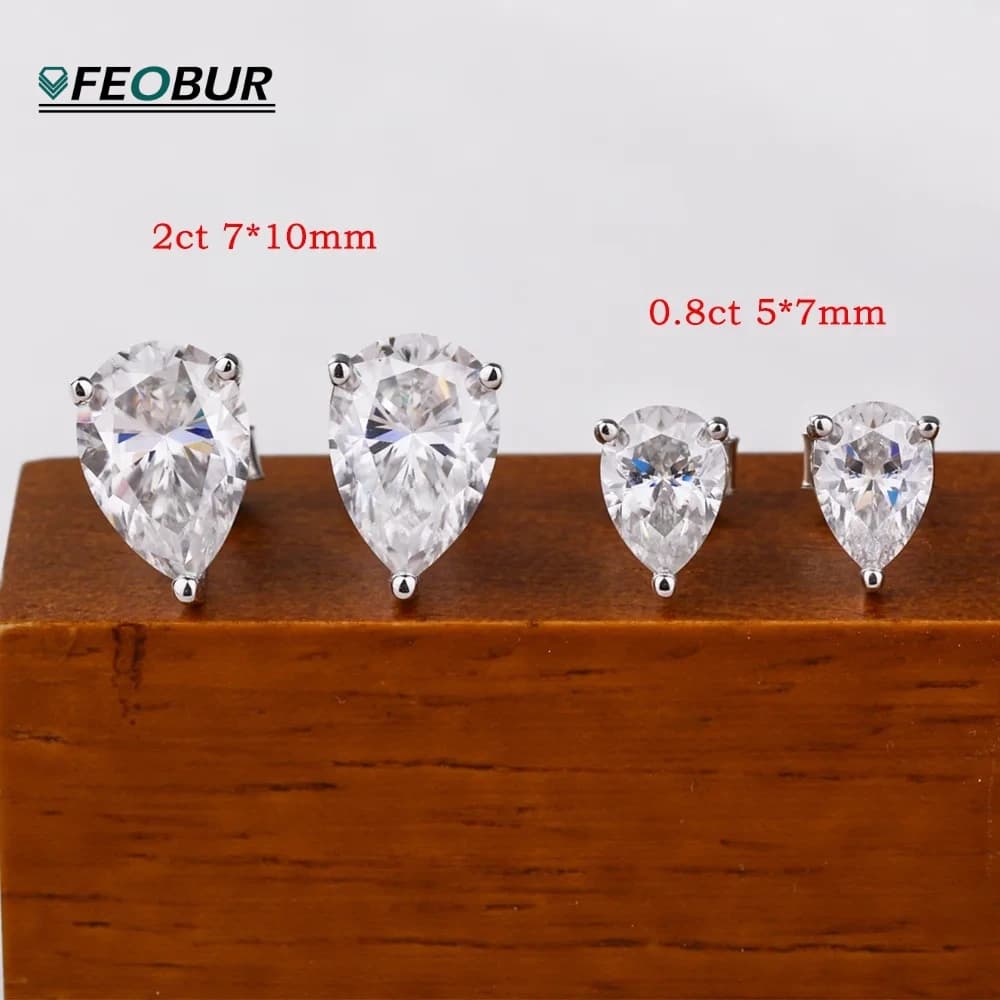 FEOBUR Orecchini a Pera con Moissanite da 1/2/4 carati per Donna, in Argento Sterling 925, Certificati, a Goccia, con Diamanti da Laboratorio, Gioielli di Lusso