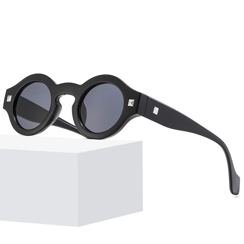 Vintage Rivet Round Sunglasses Small Women's Hinge Metal Frame Glasses Glasses Transparent