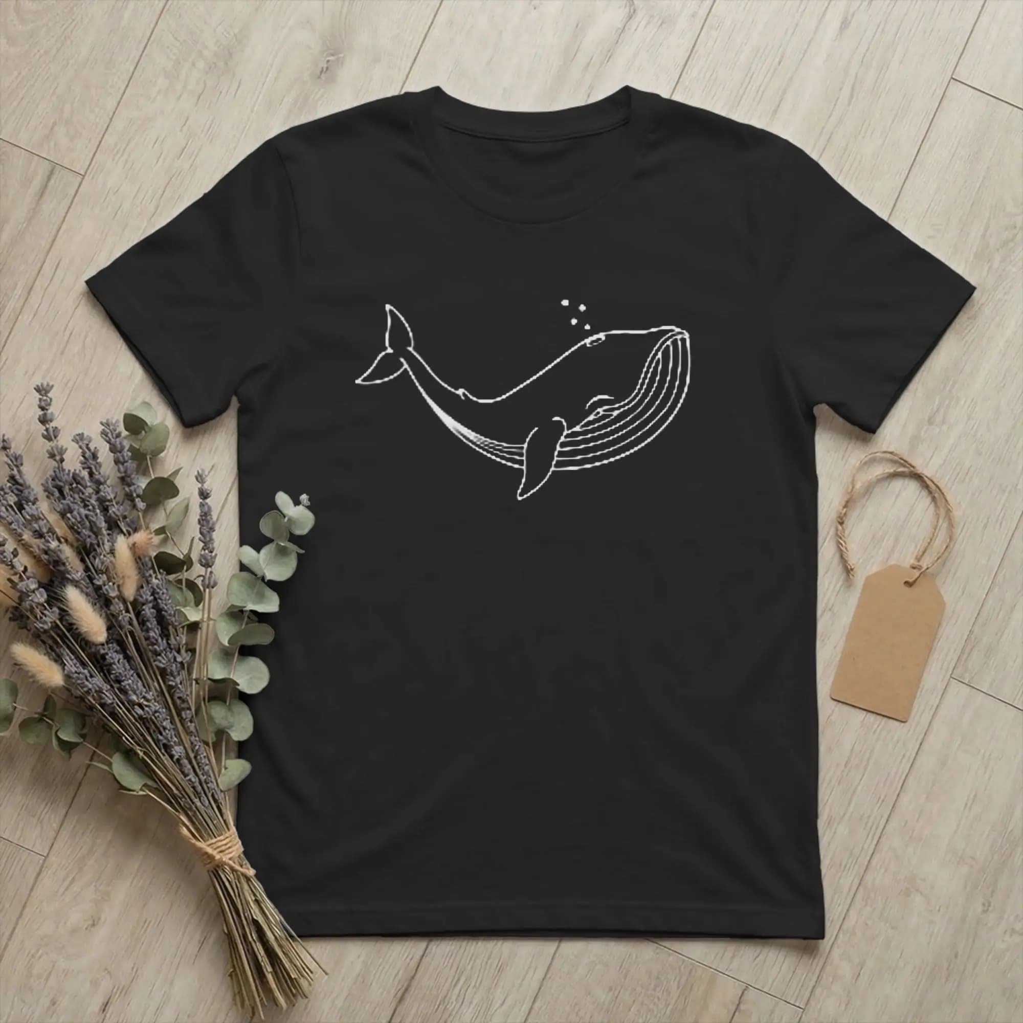 Humorous Ocean Life Aesthetic Whale Waves T-Shirt Men Crewneck Cotton T Shirt Sea Holiday Short Sleeve Tee Shirt Plus Size merch