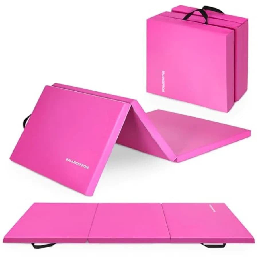 Folding Mat for Gymnastics 3 Panels 6x2 Feet, Vinyl Surface 2 Inches with Transport Handles, for Acrobatics, Yoga, Pilates, Domestic Use