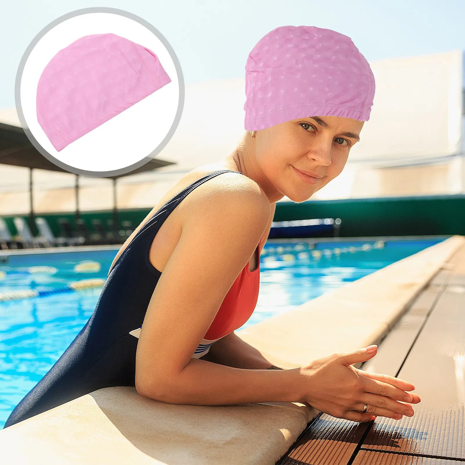Adult Swimming Cap PU Waterproof Swim Hat Lightweight Flexible Comfortable Fit Reduces Head Fatigue Protects Hair for Pool