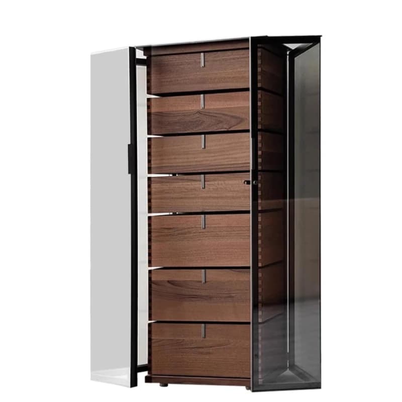 Armadietto per vino in legno massello di vetro temperato minimalista italiano in noce, mobili di fascia alta, armadietto per aereo, cassettiera