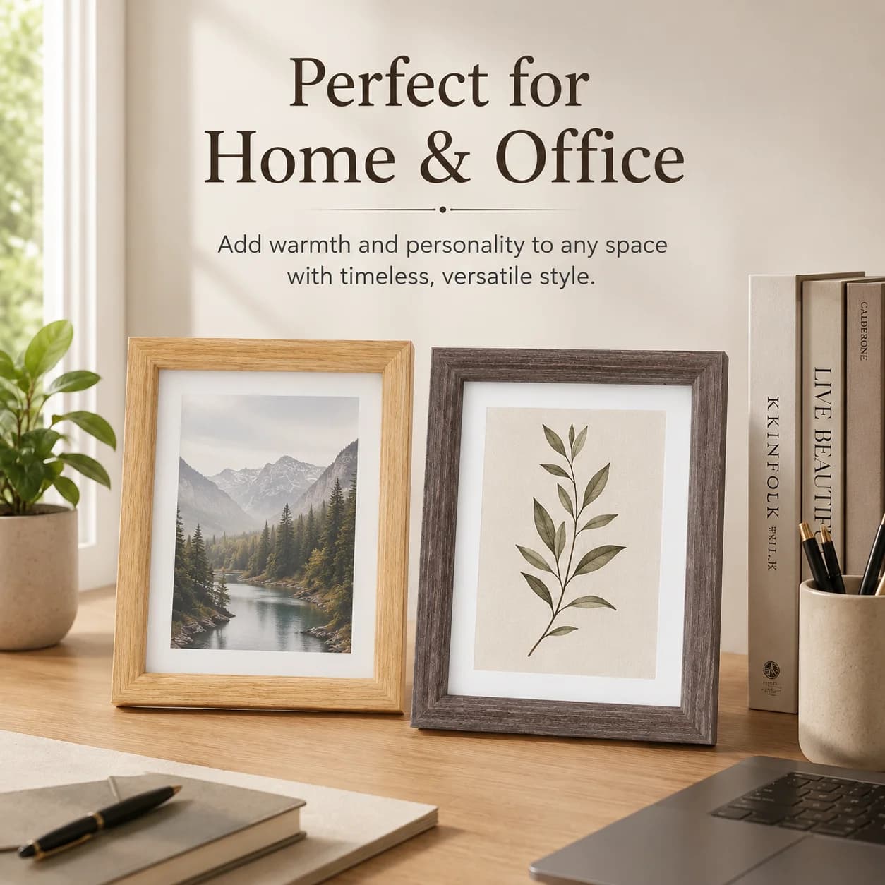 Modern 6 Inch Photo Display Frame Wood Texture Picture Frame for Wall Table Home Office Decoration