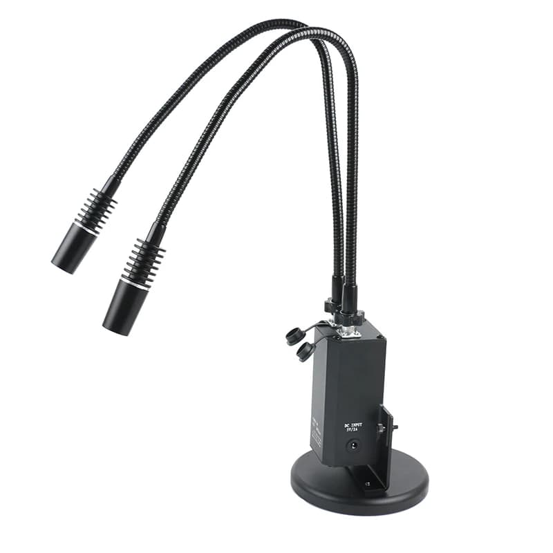 2 in 1 Industry Stereo Microscopio Fotocamera LED Gooseneck Light Illuminatore Lampada Spot Light Lampada luce di riempimento 6500K Con base