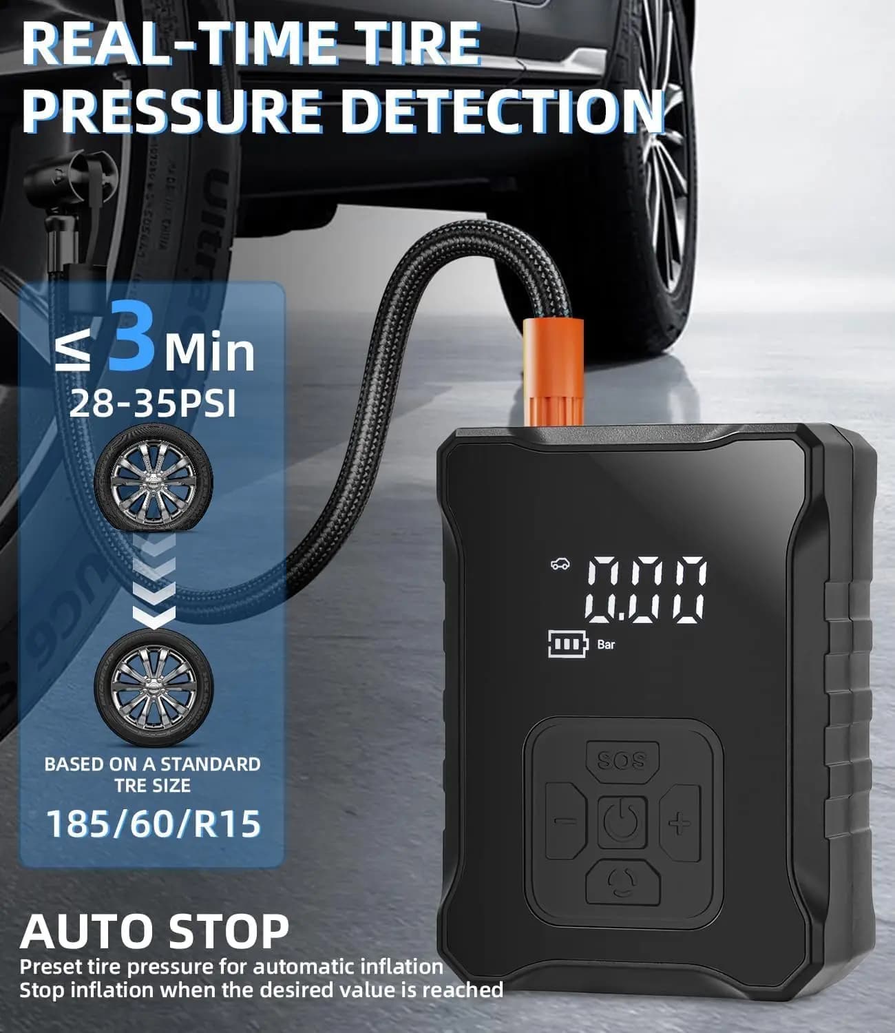 Pompa d'aria portatile del compressore d'aria del gonfiatore dei pneumatici senza fili 150PSI per il compressore d'aria di gonfiaggio rapido dei pneumatici della bici del motociclo dell'automobile