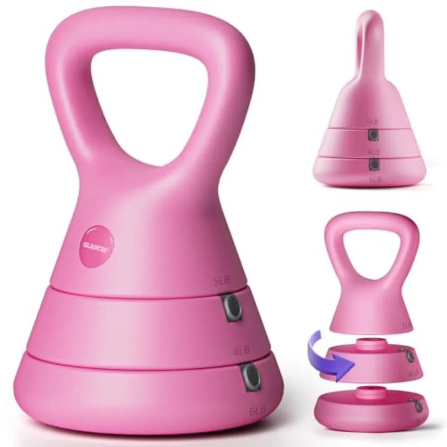 Set di Kettlebell Regolabili da 5lb, 9lb, 15lb con Impugnatura Ergonomica Larga per Allenamento di Forza Total Body e Perdita di Peso a Casa