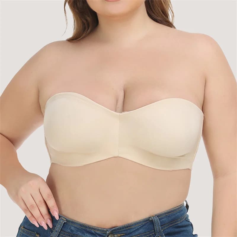 Bras For Women New Plus Size Underwear Ultra Thin Smooth Ice Silk Top Strapless Wedding Seamless Brassiere 105EFG