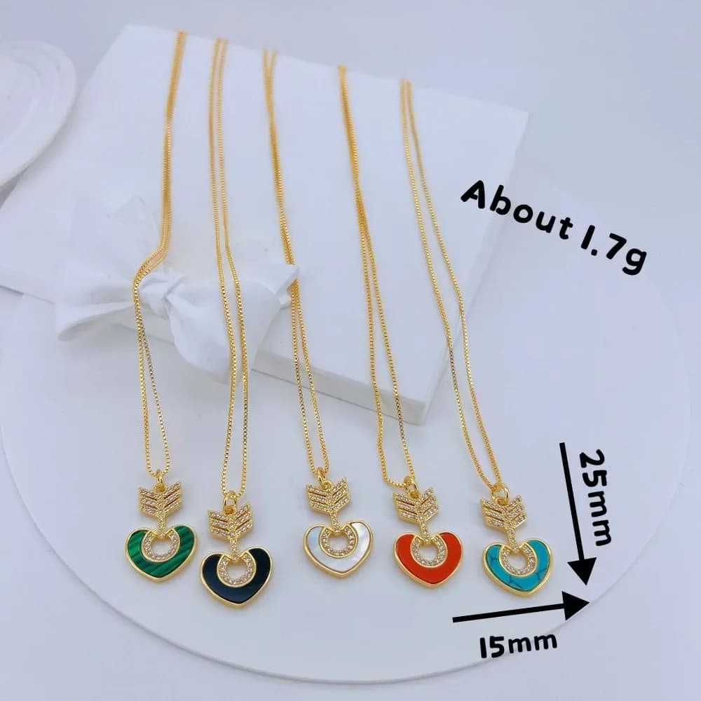 1 pz ciondolo a conchiglia solo orecchini fai da te collana creazione di gioielli freccia piuma cuore fascino cavo placcatura in rame accessori zirconi