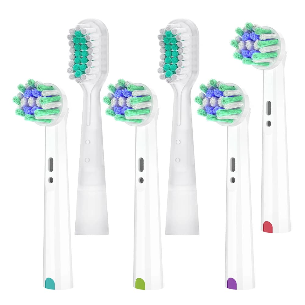 4 spare heads with cross bristles and 2 brush heads with oscillation and vibration, compatible with Oral B electric toothbrush