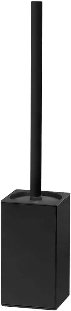 304 Stainless Steel Standing Toilet Brush Holder, Black Square for Bathroom Storage