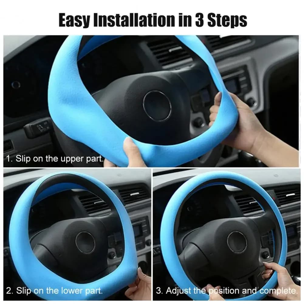 Coprivolante in silicone Custodia per volante in tinta unita Antiscivolo Installazione semplice Protezione universale per volante
