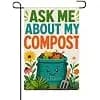 InkRain Garden Compost Garden Flag Green Bin Sunflowers Leaves and Tools 12x18 Inch Double Sided Linen Funny Yard Yard Flag llz