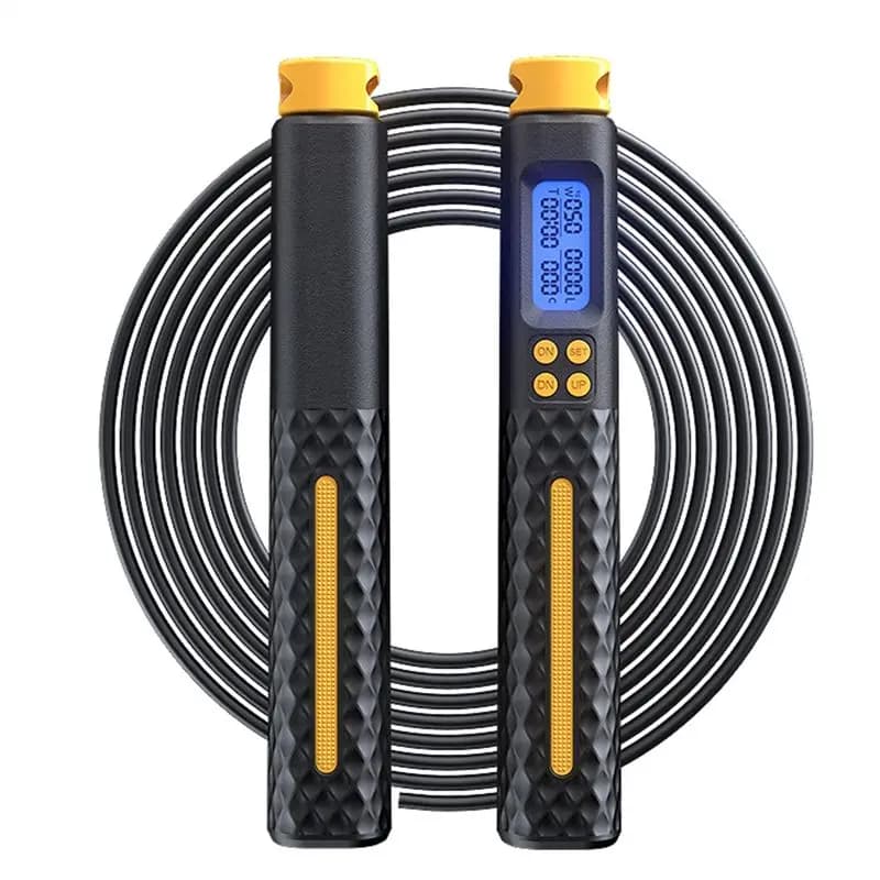 2 In 1 Multifun Skipping Rope Adult Smart Counting Skipping Rope Non-Slip Handles Jumps Black Eco-Friendly