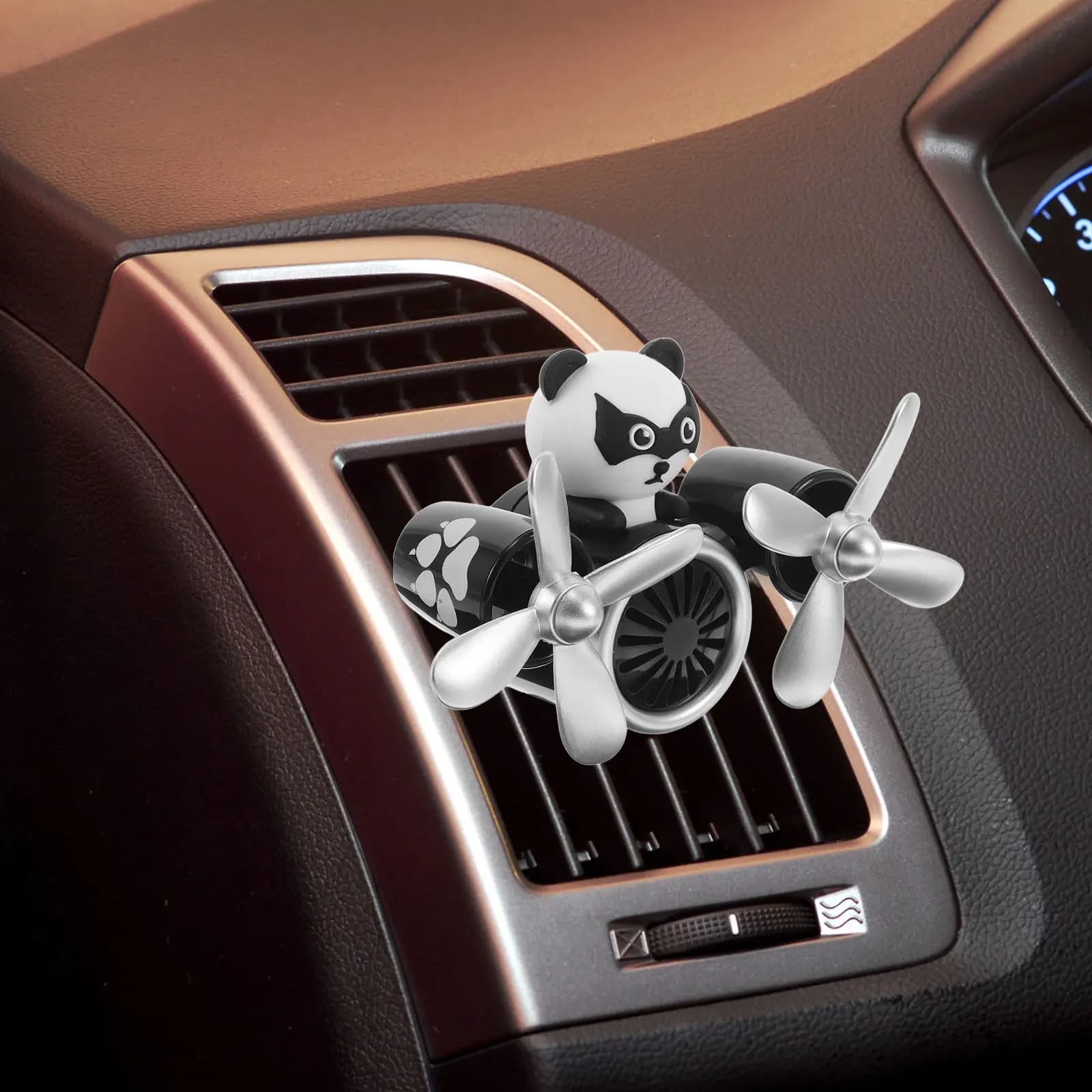 Diffusore per Auto a Forma di Panda con Clip per Bocchetta dell'Aria, Decorazione Creativa con Elica Girevole, Deodorante per Interni Auto