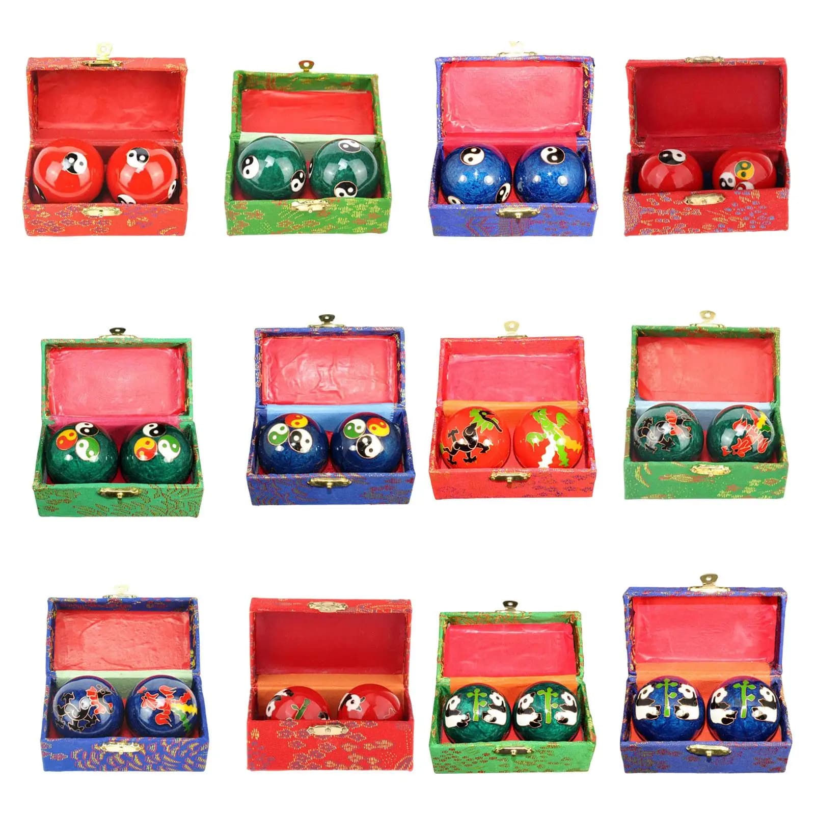 2Pcs Massage Balls with Storage Box Finger Dexterity Massager Gift Baoding Balls