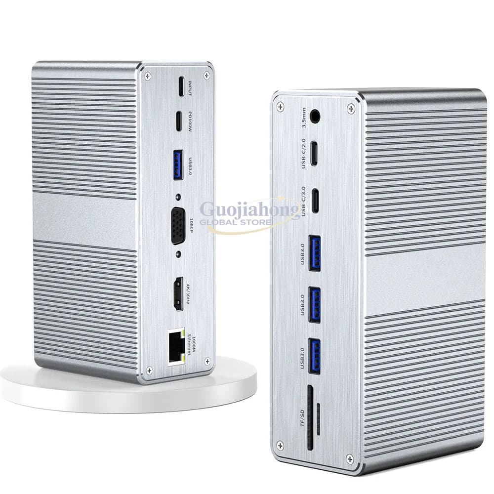 Docking Station 13-in-1 per Notebook con USB-C, Gigabit, 4K, Espansore Desktop Verticale, Hub per Connessioni Multiple