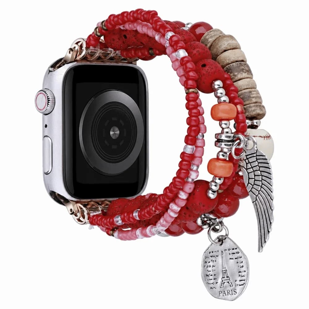 Beaded Watch Band for Apple Tassels Charm 38-49mm Elastic Beaded Band Wristband Beads Watch Chain for iwatch SE Ultra Women Men