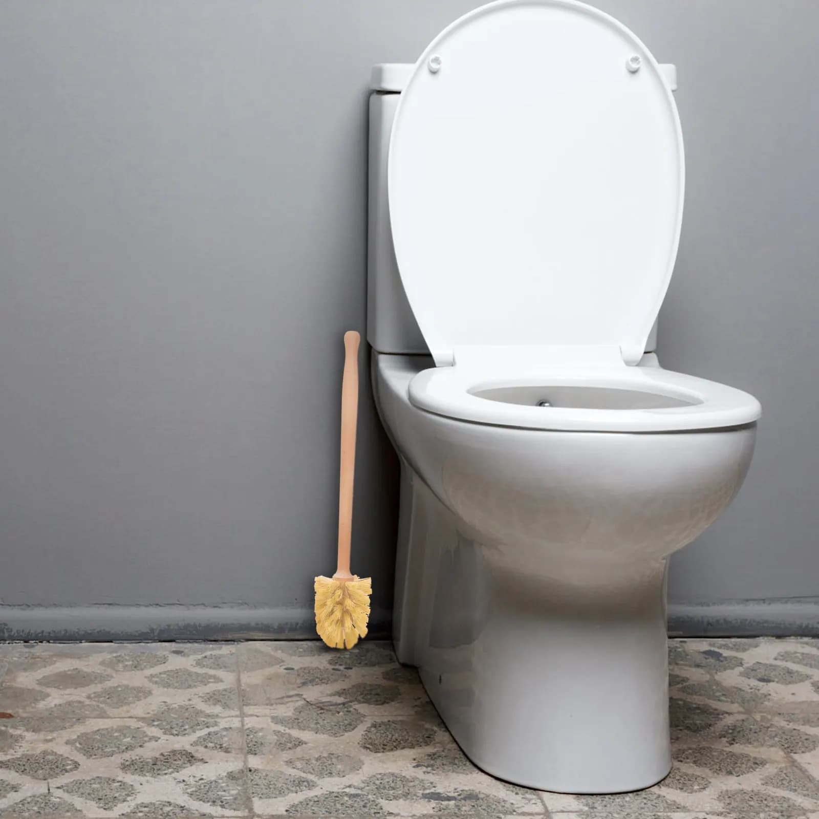 Spazzola per la pulizia del WC con manico in legno, compatta, con custodia a scomparsa, rotazione a 360° per la pulizia profonda di WC e piastrelle