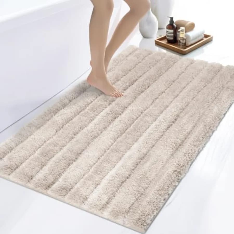 Tappeto da Bagno Lavabile Extra Morbido, Assorbente e Antiscivolo per Doccia, Vasca e Lavandino