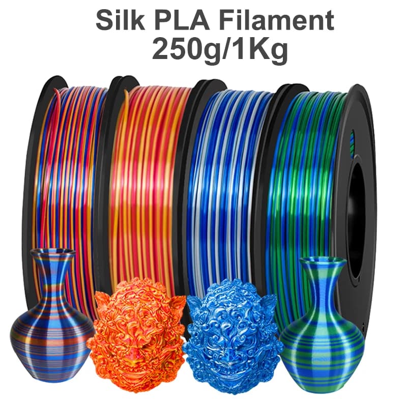 Filament for 3D printer two-tone PLA silk twist from 1,75 mm 250 g 1 kg 3D printing material in blue silk silver two-tone pla