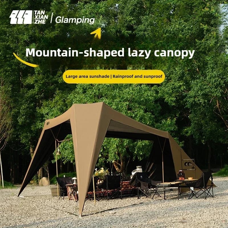 Explorer Y Pole Lazy Man Tenda a baldacchino gratuita Corda senza vento Vinile Protezione solare Campeggio esterno Coda di rondine Terza generazione
