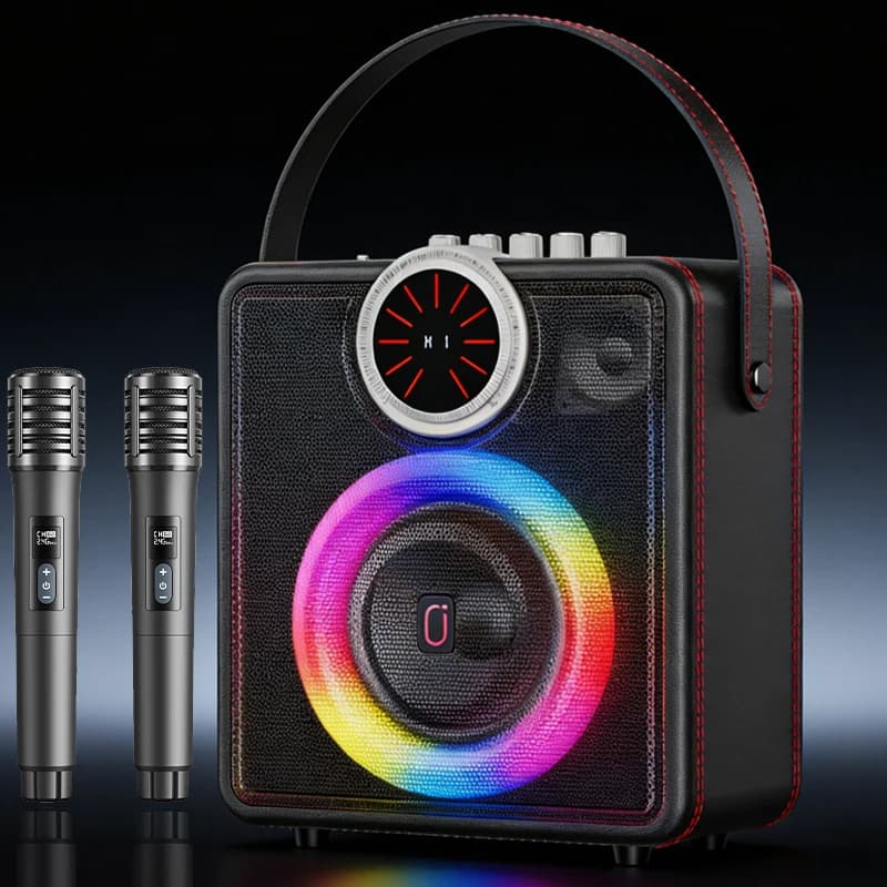 Nuovo Modello 2026 Macchina per Karaoke con Due Microfoni, Altoparlante Karaoke Portatile Bluetooth 5.3, Regolazione dell'Eco, Supporta la Connessione alla TV Tramite Ingresso Ausiliario