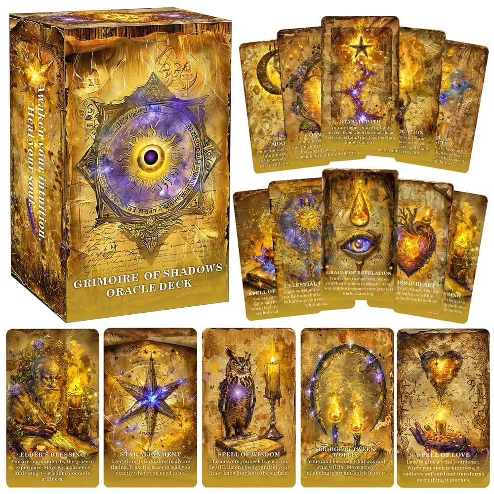 13x8 cm, Set di carte Oracle Grimoire OF Shadows, 55 carte dei Tarocchi per giochi di carte sull'intuizione e sulla trasformazione interiore
