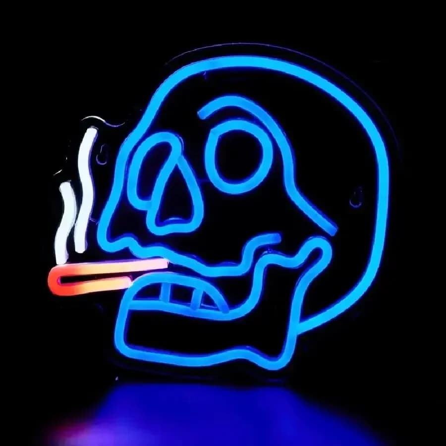 Man Cave Skull Smoke Neon Light Sign for Gamer Room Wall Decor, Sign for Bedroom Home Bar Shop Pub Bistro Party Hotel Decor