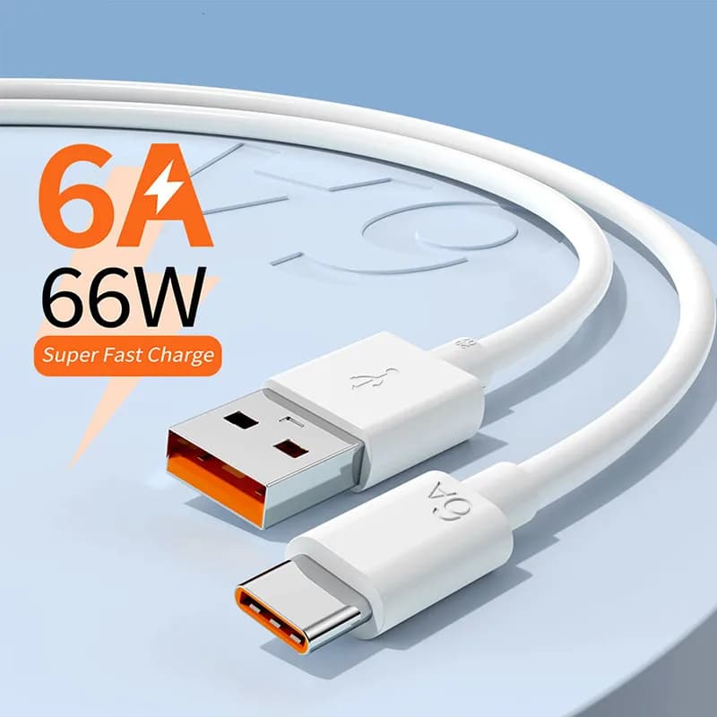 Cavo di ricarica rapida USB C 6A 66W per cellulare, cavo dati per ricarica super veloce per iPhone Huawei Xiaomi Samsung 0,25m/1m/1,5m/2m
