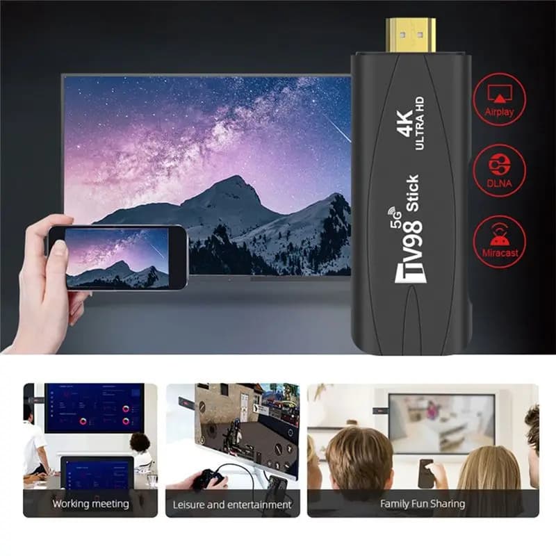 A43M TV98 TV STICK 1G+8G Android 12.1 2.4G 5G WiFi Android Smart TV BOX 4K 60Fps Set Top Box (Spina USA)