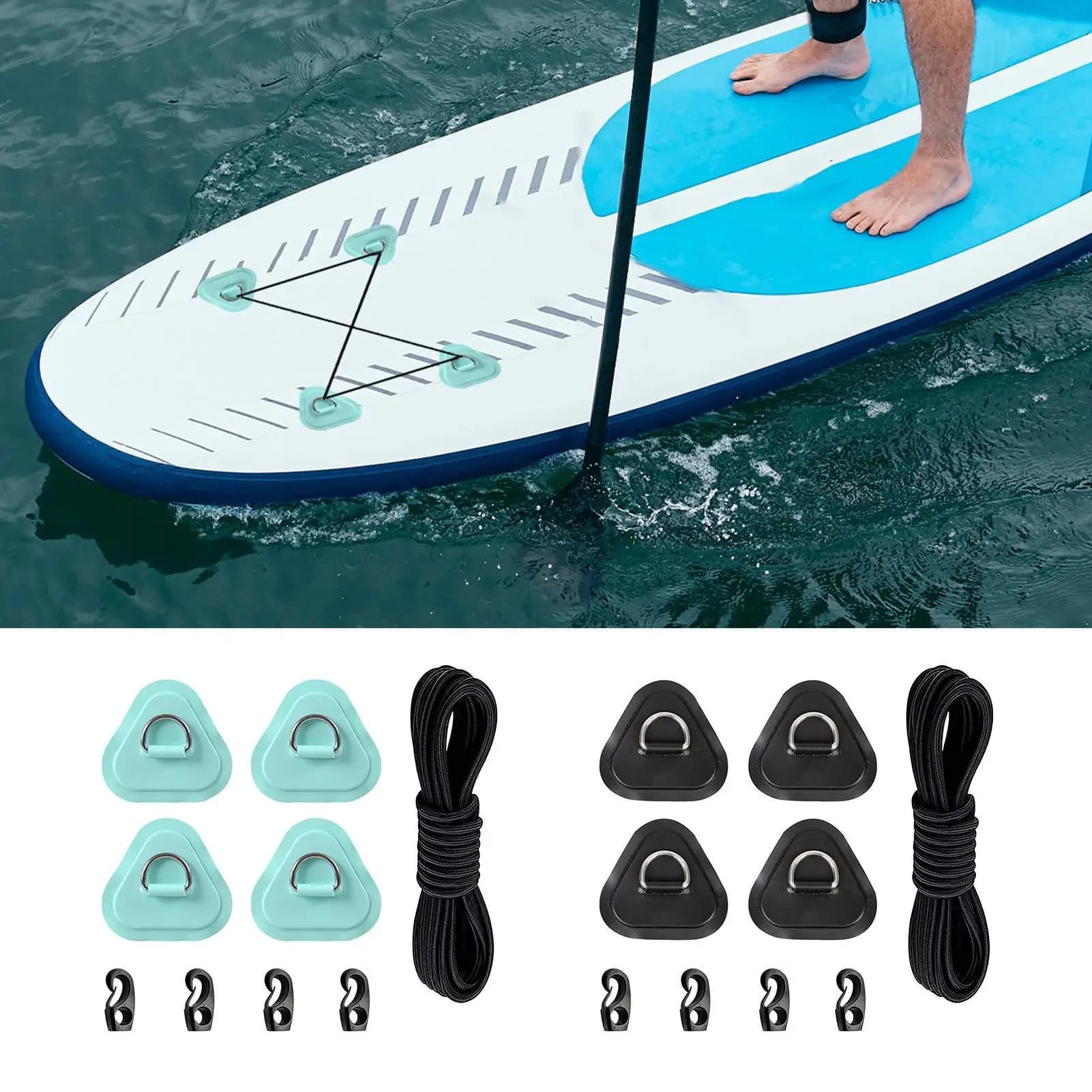 4pcs Stainless Steel D Ring Pad Patch With Glue boat kayak paddle Inflatable Boat Canoe Raft accessory for Fixed equipment items