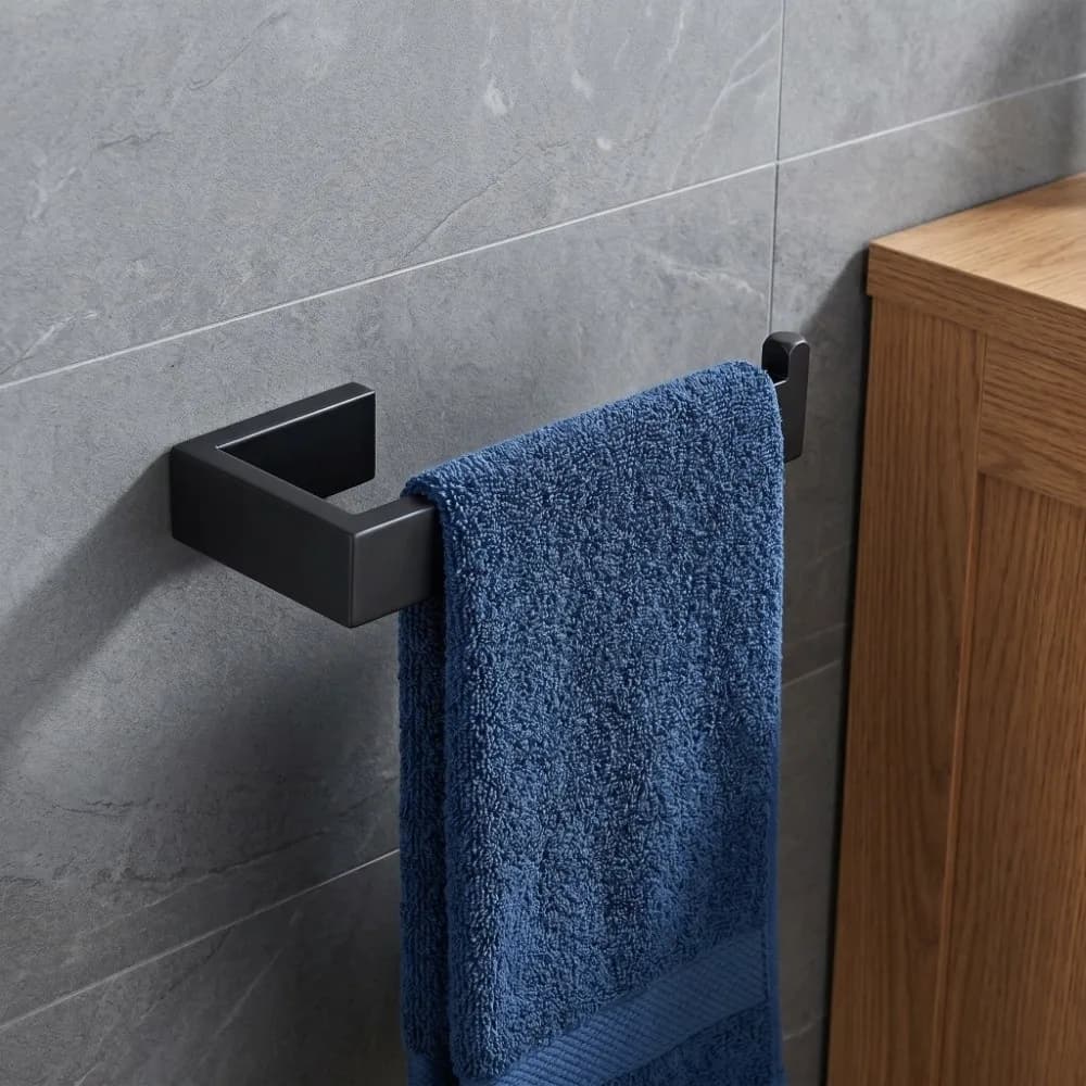 Black Towel Rack Wall Mounted Stainless Steel Toilet Paper Holder Durable Anti Corrosion Towel Bar Bathroom Kitchen Toilet