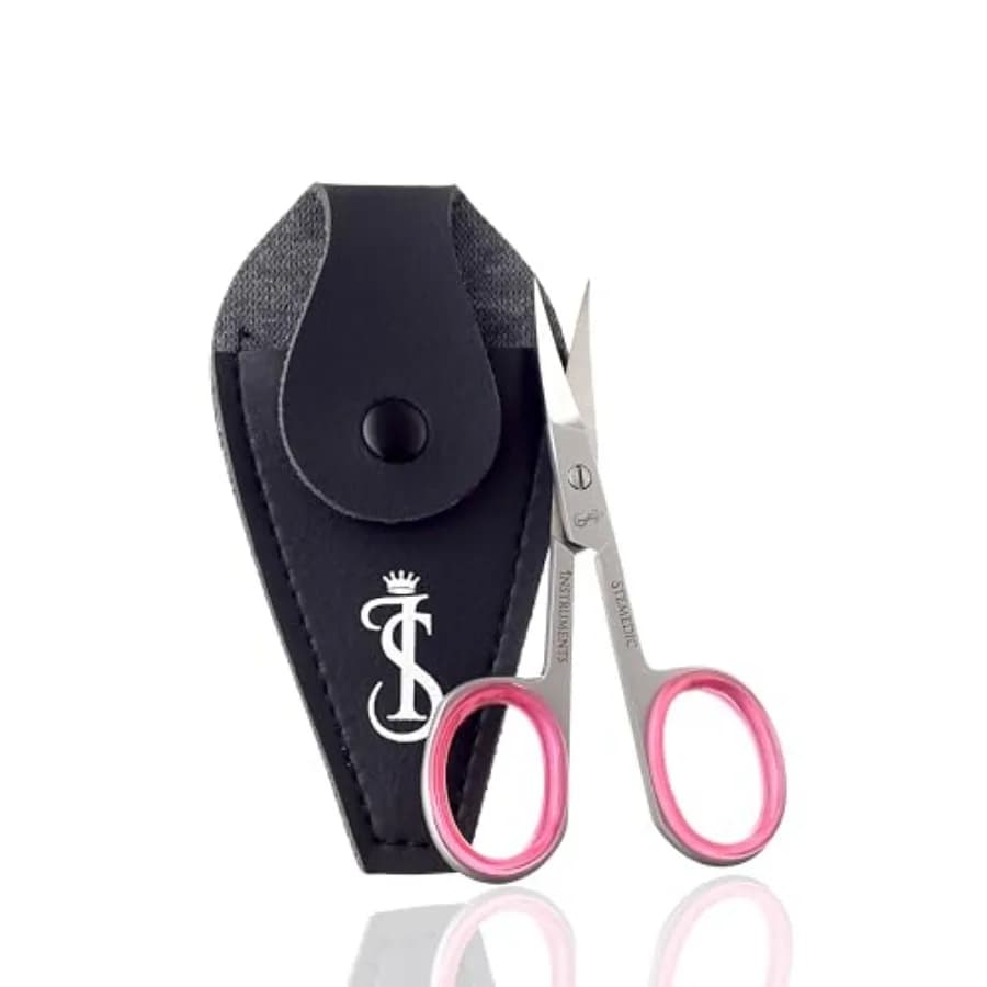 Nail Scissors Curved Eyebrow Scissors for Nail, Cuticle, Eyelashes, Nose Hair, Mustache and Beard - Manicure and Pedicure Small