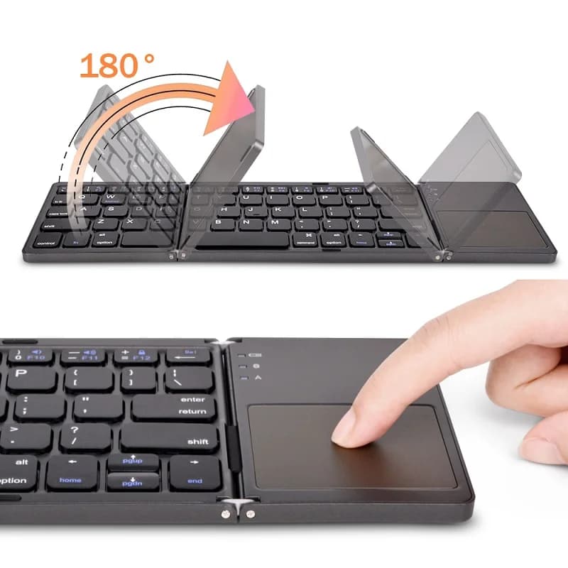 Tastiera pieghevole wireless Tastiera Bluetooth con touchpad per Windows, Android, IOS, telefono, mini tastiera con pulsanti multifunzione