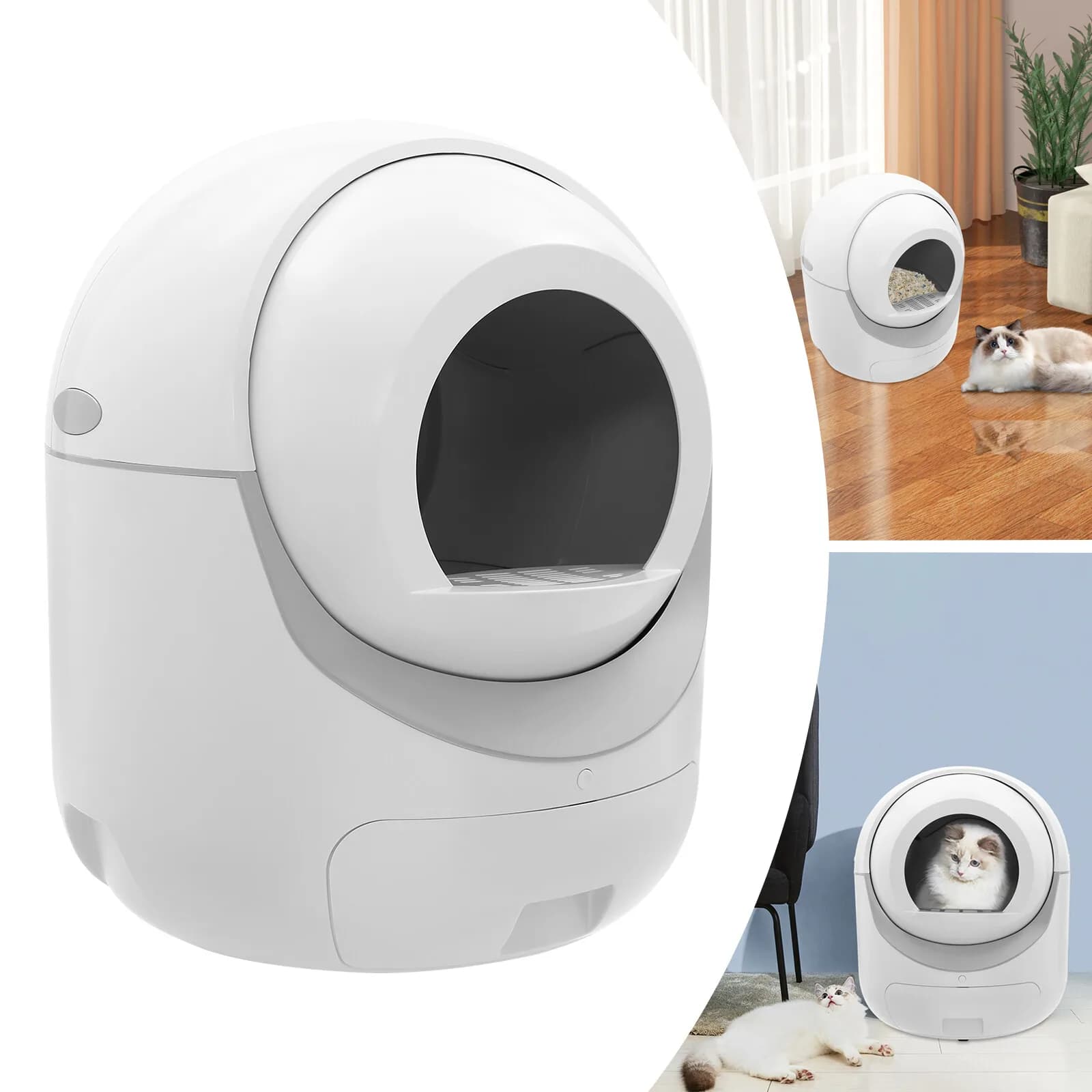 Lettiera Automatica Intelligente per Gatti da 54.5Qt, Robot Autopulente con Rimozione Odori e Controllo Tramite App WiFi