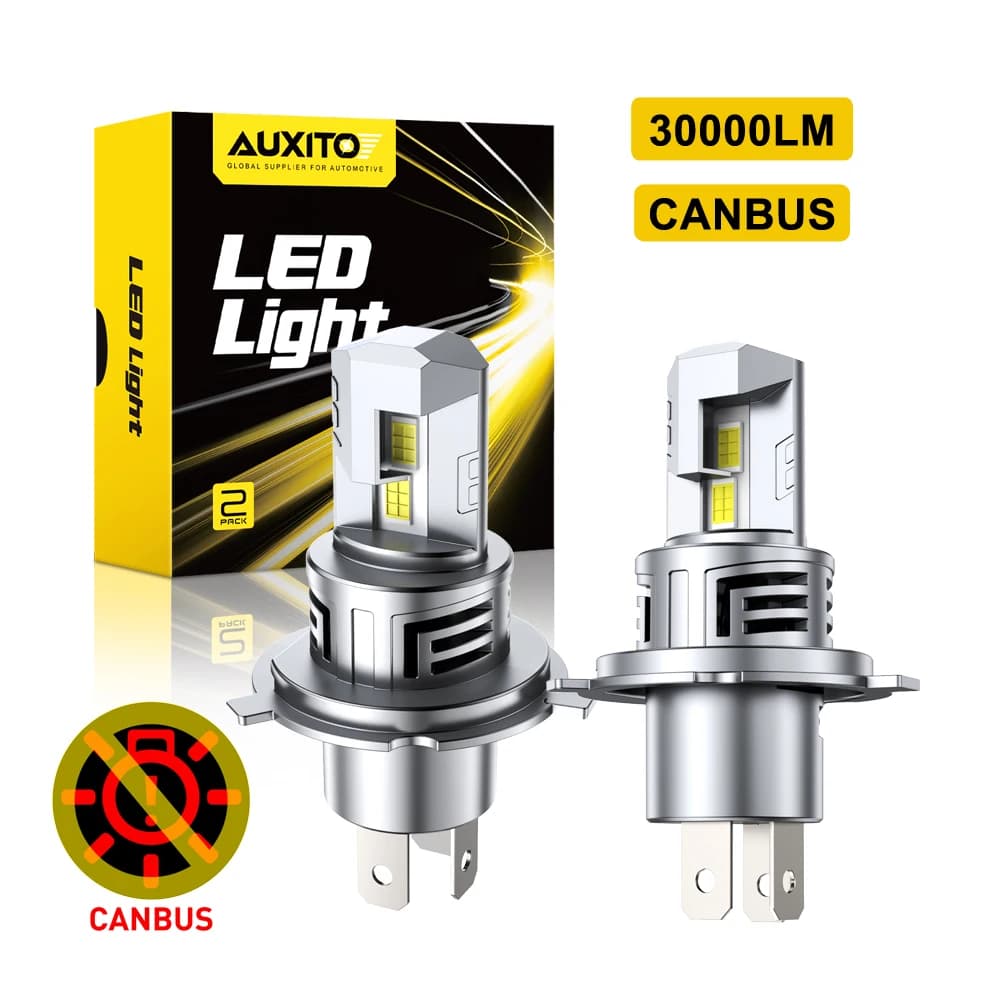 AUXITO 2Pcs H4 9003 LED Headlight Bulb High Low Beam Canbus 12V for Mercedes W210 Toyota Honda Audi BMW Car Headlamp 12V 30000LM