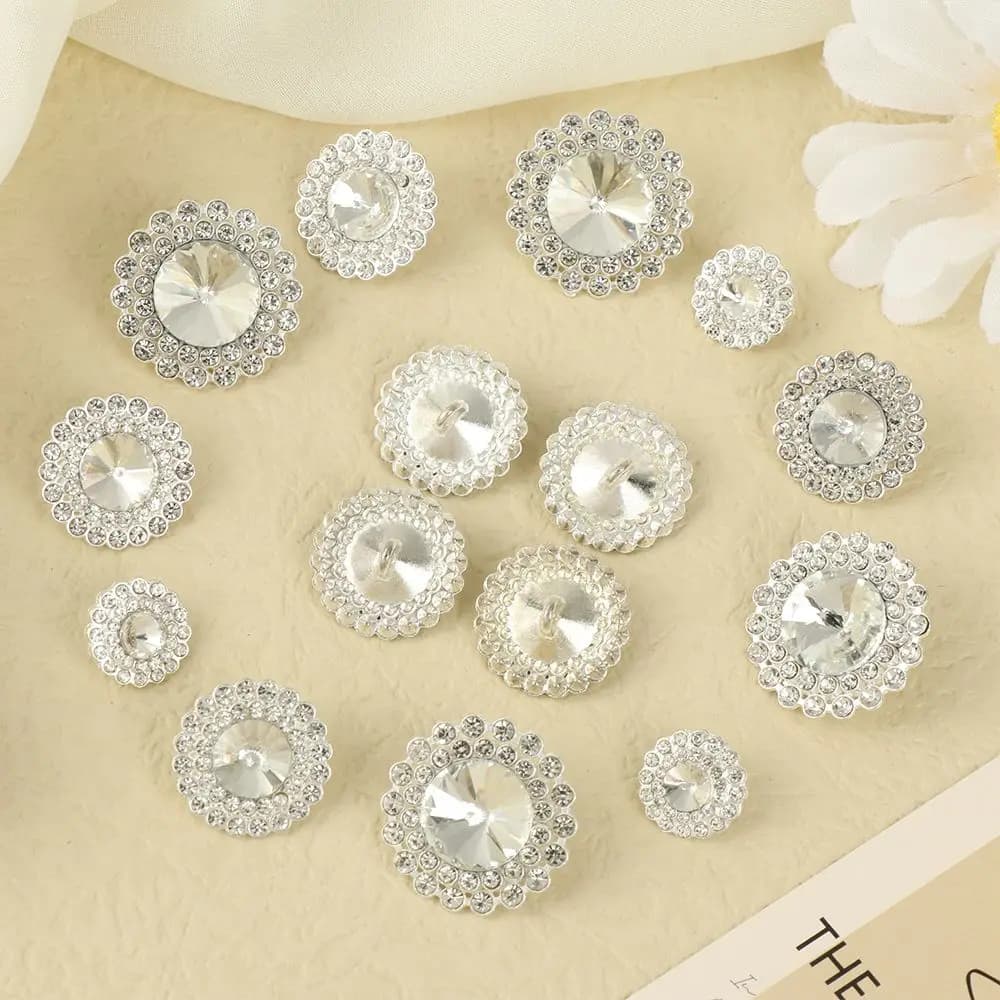 10 pcs/set buttons for shirts with buttons for do-it-your sewing durable decoration craft accessories for album buttons with metal rhinestones
